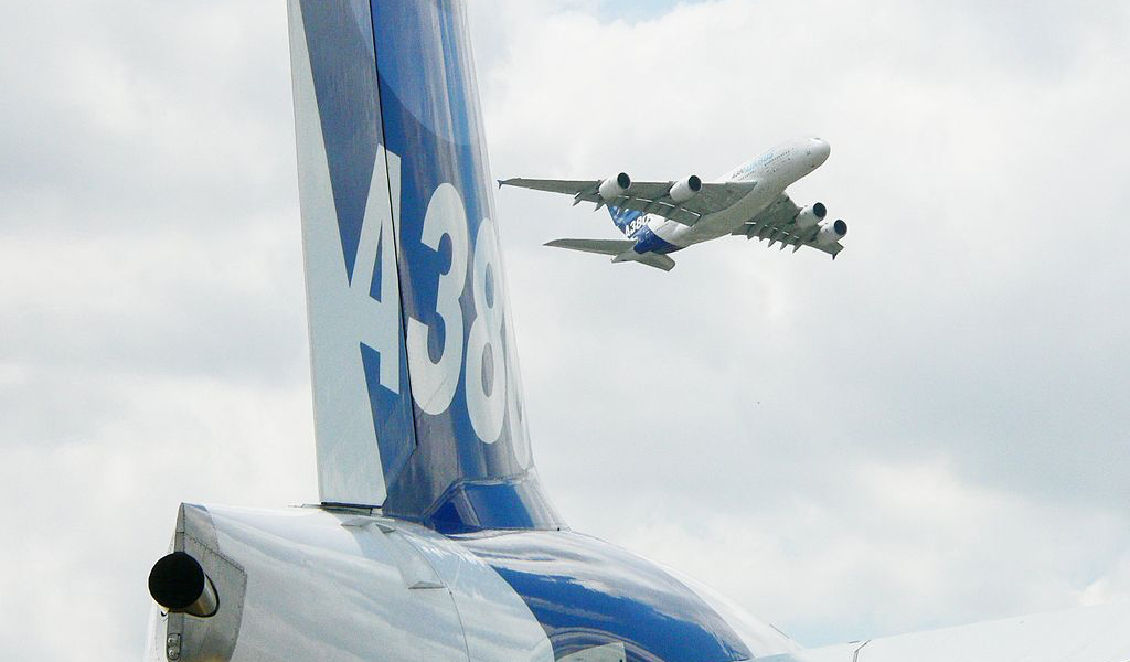 Bei den meisten Flugzeugen, wie auch beim Airbus A380, ist die APU im Heck des Flugzeuges eingebaut. Bild: David Monniaux / Wikimedia Commons