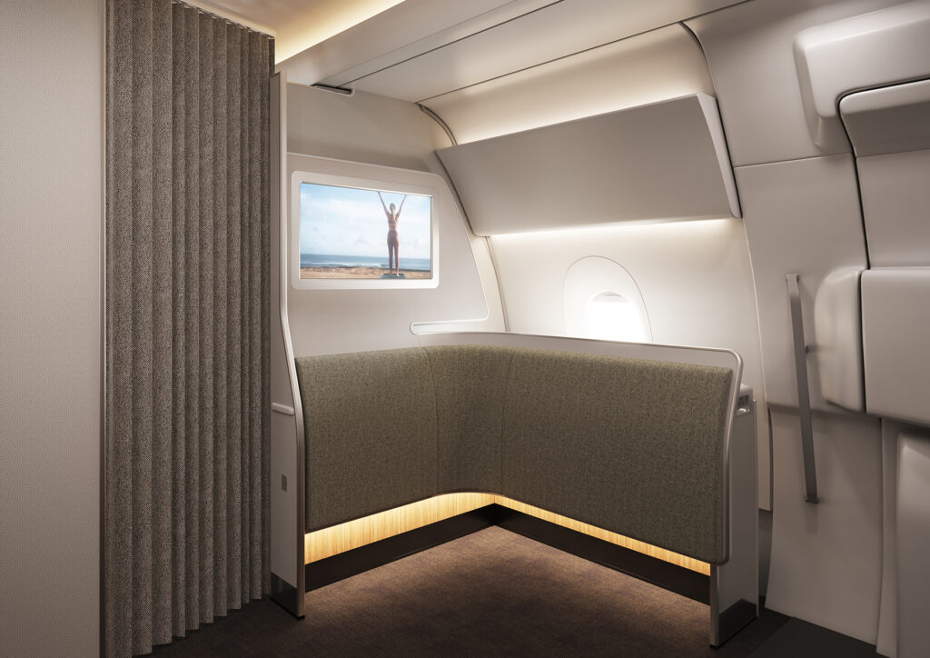 In der Wellnesszone zwischen Premium Economy und Economy Class ist genügend Platz für Bewegung eingeplant.