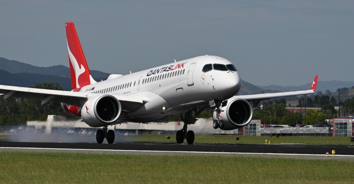 Am Morgen des 1. März setzte QantasLink erstmals ihre neue A220 auf der Strecke von Melbourne nach Canberra ein.