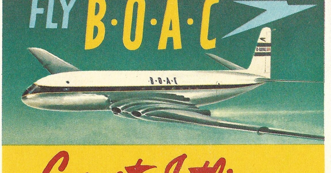 BOAC warb 1952 mit diesen Gepäckaufklebern für einen Flug mit ihren neuen Comet-Jets