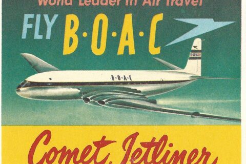 BOAC warb 1952 mit diesen Gepäckaufklebern für einen Flug mit ihren neuen Comet-Jets