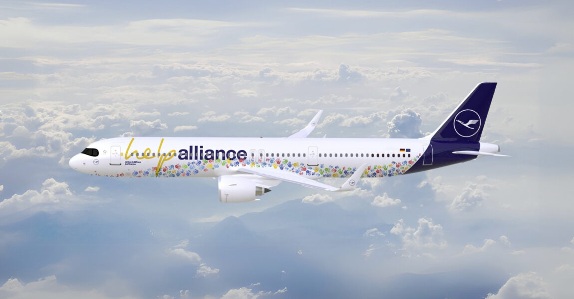 Lufthansa versieht eine A321neo mit dem Schriftzug „help alliance“ und vielen bunten „helping hands“.