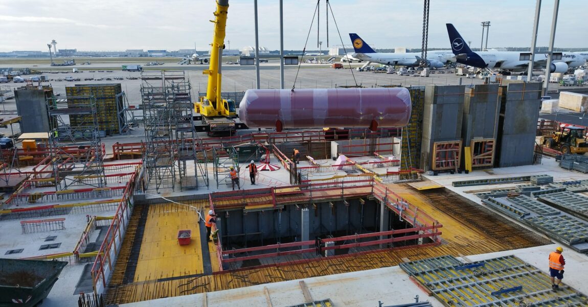 Blick auf das Bauprojekt von Lufthansa Cargo am Flughafen Frankfurt.