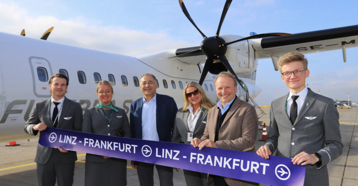 Von Linz nach Frankfurt:  In dieser Woche hob Austrian Airlines wieder. auf dieser Strecke ab.