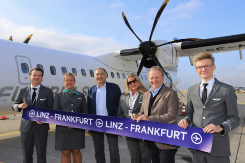 Von Linz nach Frankfurt:  In dieser Woche hob Austrian Airlines wieder. auf dieser Strecke ab.