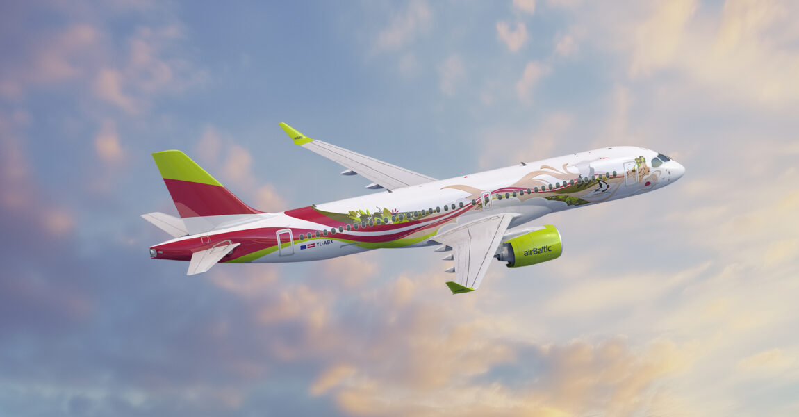 Im Februar wird AirBaltic ihre 50. A220-300 erhalten. Das Flugzeug trägt eine Sonderlackierung.